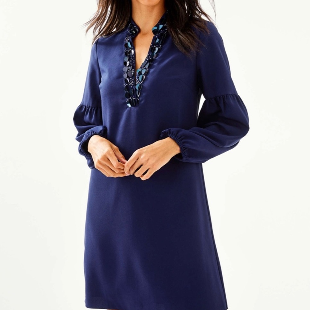 Lilly Pulitzer Shea Long Sleeve Embellished Collar Dress size 2